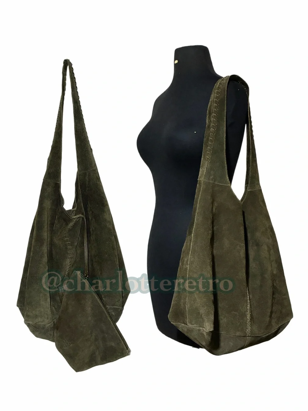 Haute Hippie • Sueded Leather Slouchy Brooklyn Hobo w Pouch